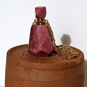Rhodochrosite Perfume Pendant